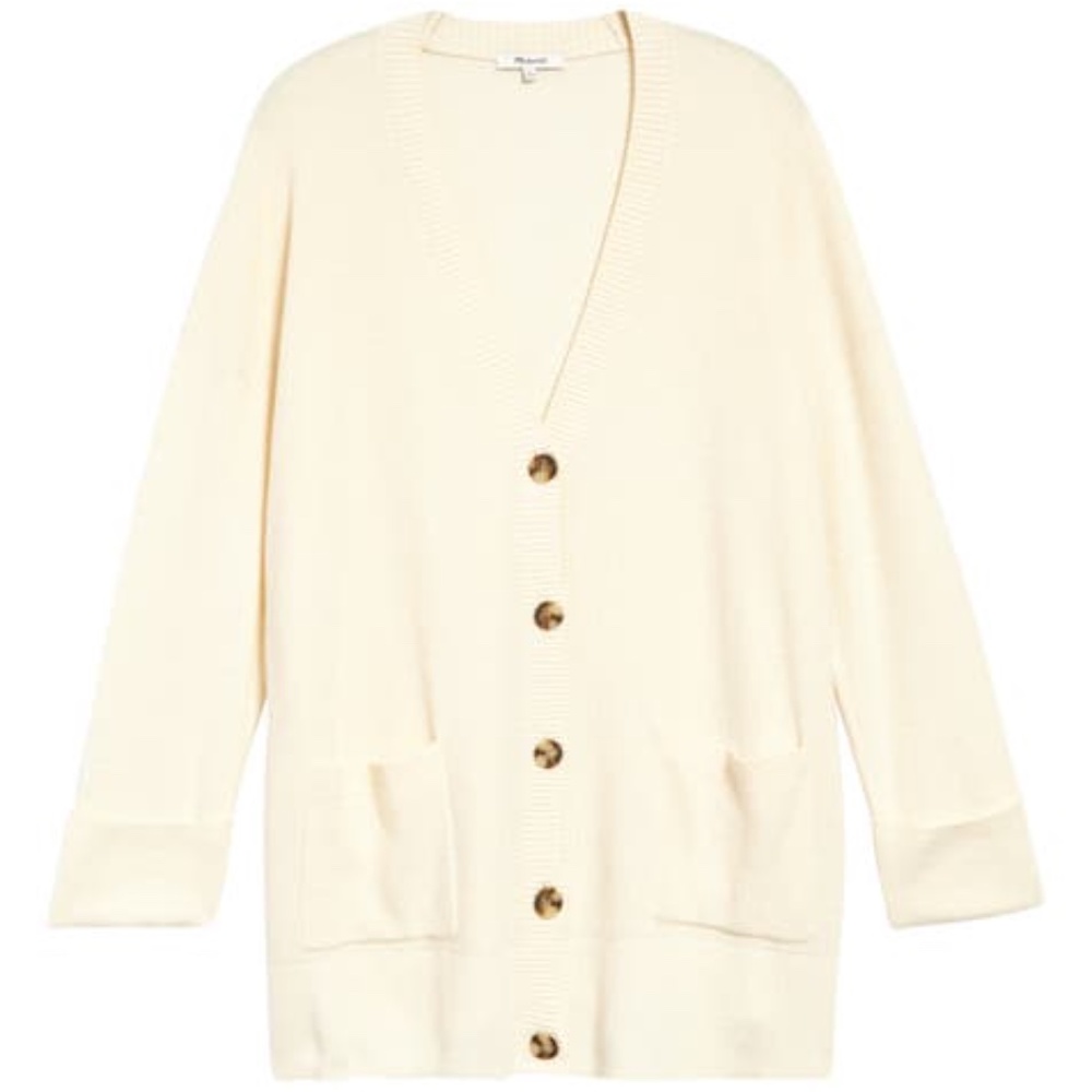 Madewell Miller Cardigan Sweater S Heather Coconut